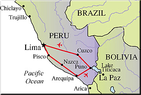 Map of Peru Trip
